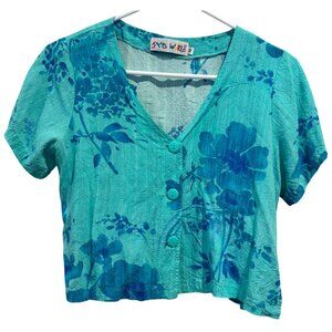Jams World Vintage Short Sleeve V-Neck Blouse Size Medium